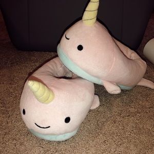 Super cute never been worn narwhal slippers